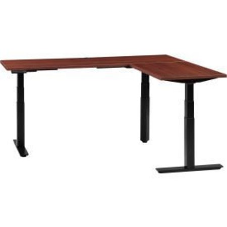 PENNSYLVANIA SCALE CO Interion LShaped Electric Height Adjustable Desk, 60W x 24D, Mahogany W Black Base 695777LMH